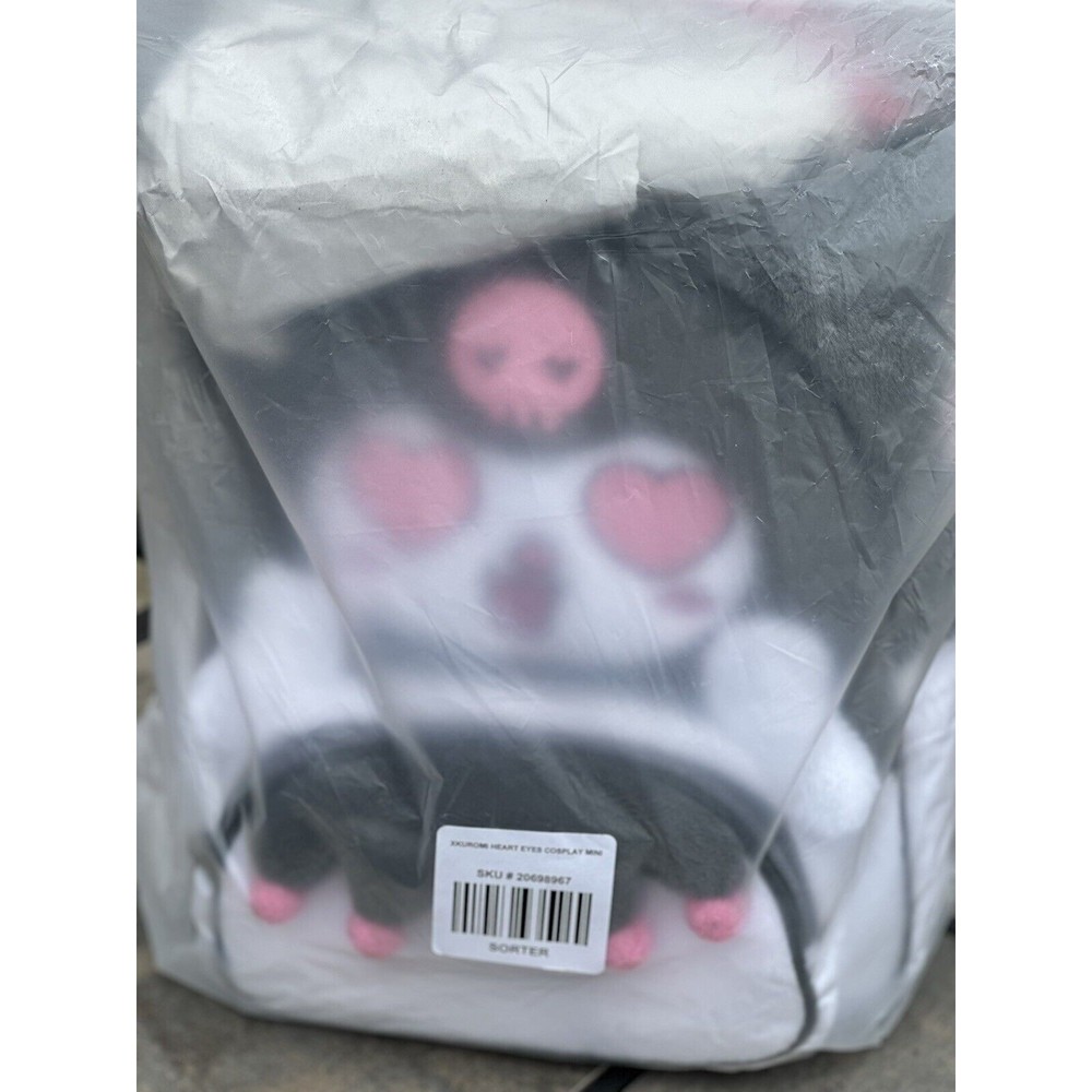 Sanrio Kuromi Heart Eyes Figural Mini Backpack Faux Fur 3D Ears Sealed In A Bag - Picture 6 of 11